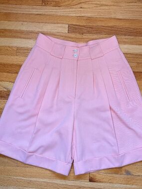 Vintage 80s Pastel Pink High-Waisted Pleated Shorts | 80s Preppy Tailored Shorts
